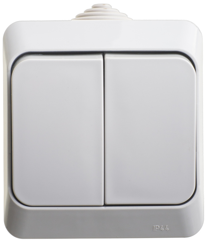 картинка Выключатель 2-кл. откр. уст. IP44 серый  ЭТЮД от магазина Электротехника