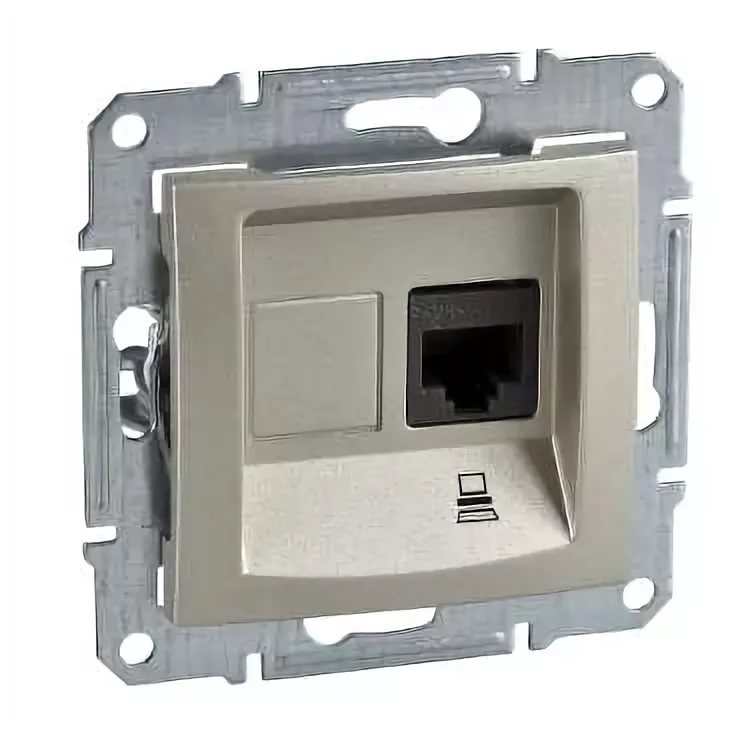 картинка Розетка 1-я RJ45 Сат 5 UTP механизм титан Sedna от магазина Электротехника
