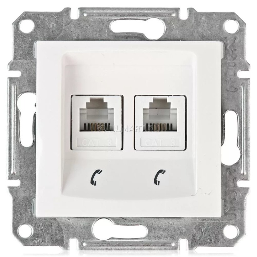 картинка Розетка телефонная 2-я RJ11 белая Sedna !!! от магазина Электротехника