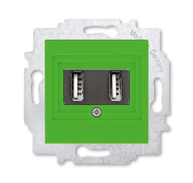 картинка USB зарядка двойная зелёный LEVIT от магазина Электротехника