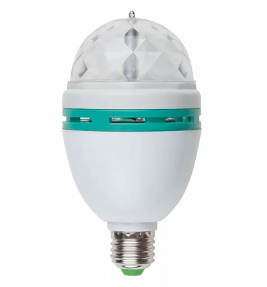 картинка Светильник LED 3W RGB Е27 проекц. вертик. белый Диско Volpe от магазина Электротехника