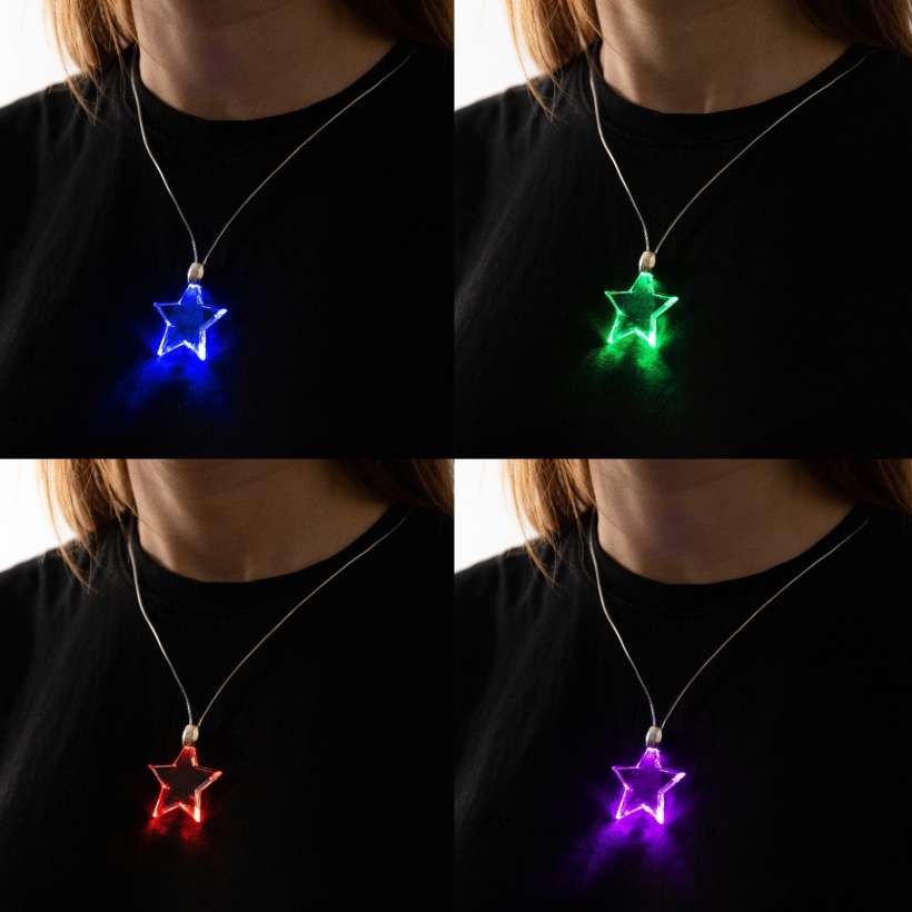 картинка Светодиодный кулон «Звёздочка» 60см батарейки свет мульти RGB от магазина Электротехника