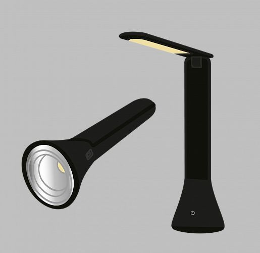 картинка Светильник настольный LED 6Вт 3500/4000/5000К трансформер (фонарь) черный Фарлайт от магазина Электротехника