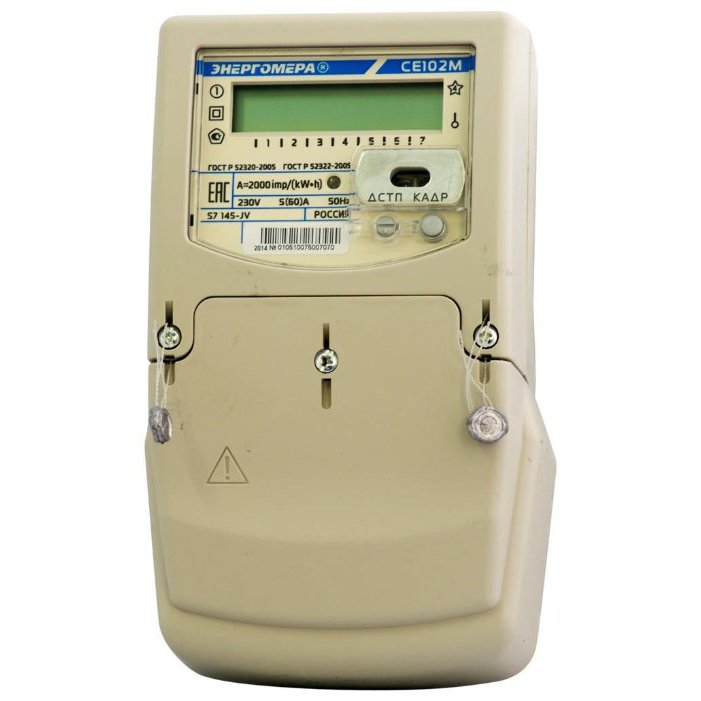 картинка Счетчик СЕ 102M S7 145-JV 1-фазн. м/тариф. 5-60А/220 кл.т.1, в щиток ЖКИ Энергомера от магазина Электротехника