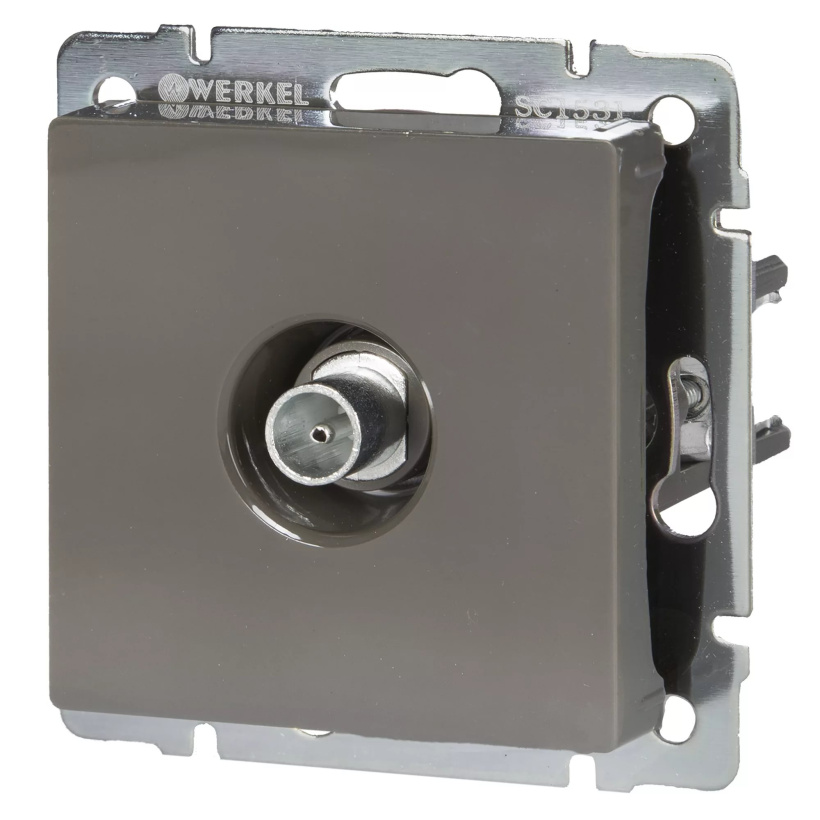 картинка Розетка TV оконечная СУ серо-коричневая Werkel от магазина Электротехника