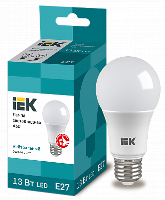 картинка Лампа LED A60 13Вт Е27 (1170lm) 4000K IEK от магазина Электротехника