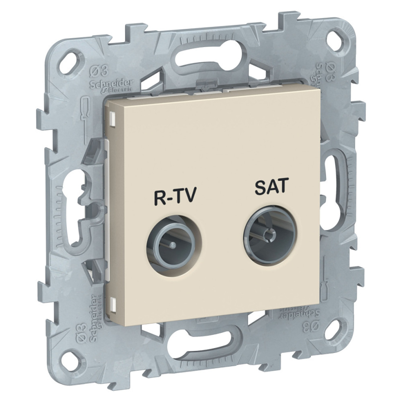 картинка Розетка 2-я TV-R+SAT СУ проходная механизм бежевый UNICA NEW от магазина Электротехника