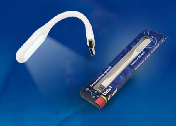 картинка Светильник-фонарь переносной Uniel, прорезиненный , 6 LED, питание от USB-порта. цвет-белый от магазина Электротехника