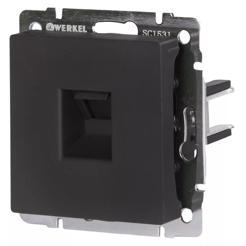 картинка Розетка 1-я. телефонная RG-11 СУ черный матовый Werkel от магазина Электротехника