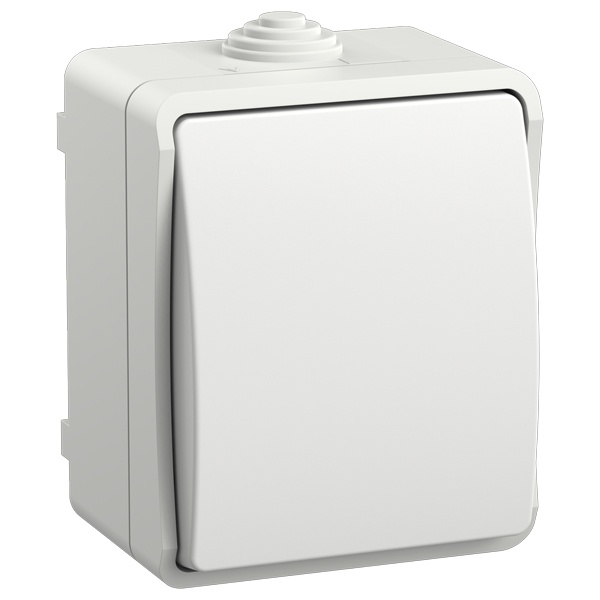 картинка Выключатель 1-кл. 10А ОУ в сборе IP54 белый кнопочный ВСк20-1-0-ФБ Форс IEK от магазина Электротехника