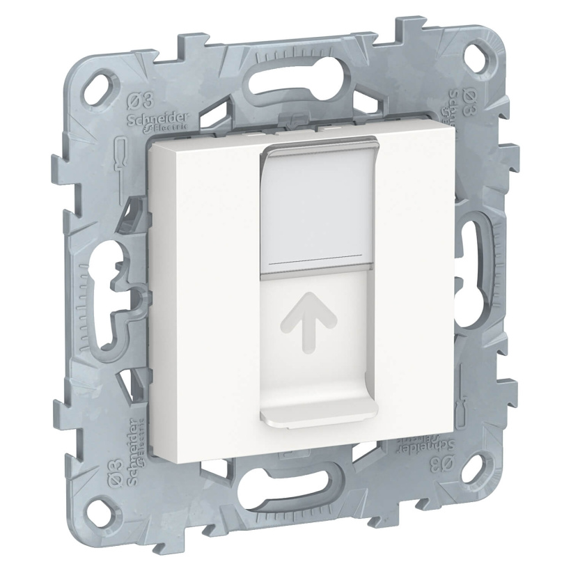 картинка Розетка 1-я RJ45 cat.5е UTP СУ механизм белый UNICA NEW от магазина Электротехника