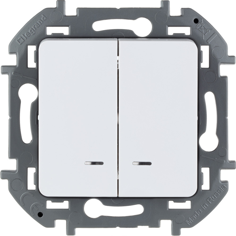 картинка Выключатель 2-кл 10А СУ с подсветкой/индикацией механизм Белый INSPIRIA от магазина Электротехника