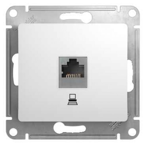 картинка Розетка 1-я RJ45 Cat.5e СУ механизм белый Glossa от магазина Электротехника