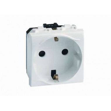 картинка Розетка 2 модуля с з/к со шторками белая BRAVA от магазина Электротехника