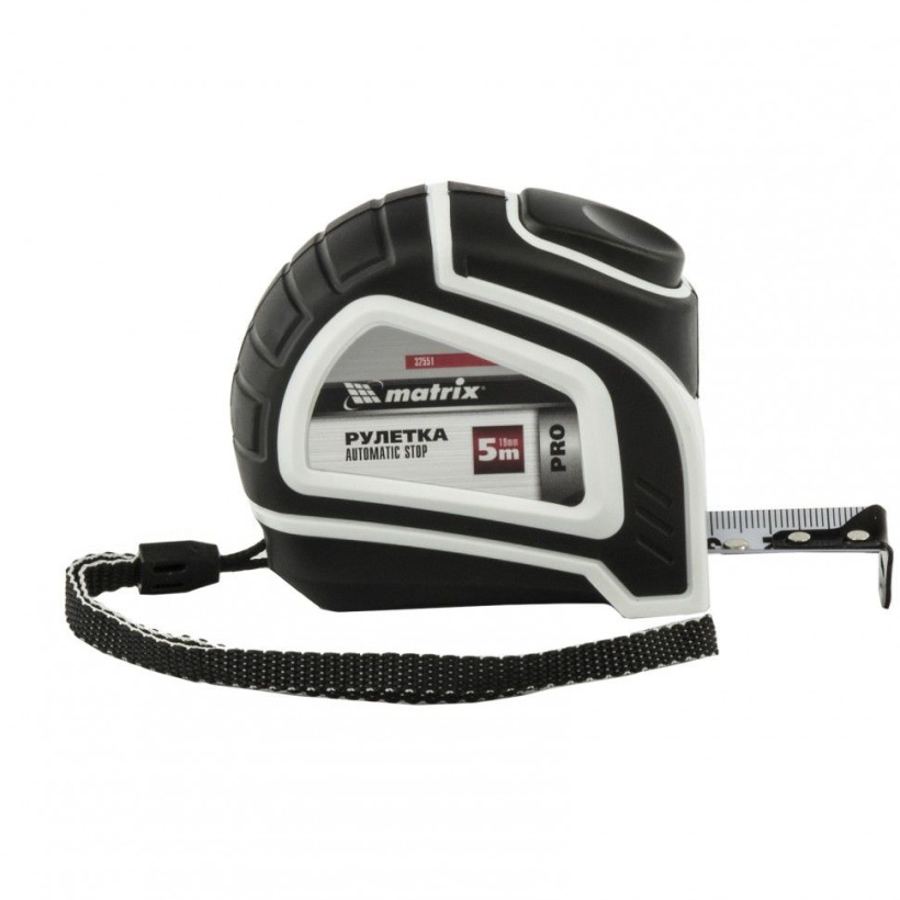 картинка Рулетка  5м х 19мм автомат. фиксация, корпус двухкомпонентный Matrix PRO  от магазина Электротехника