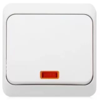 картинка Переключатель 1-кл. 10А ОУ с подсветкой в сборе белый  ЭТЮД !!! от магазина Электротехника
