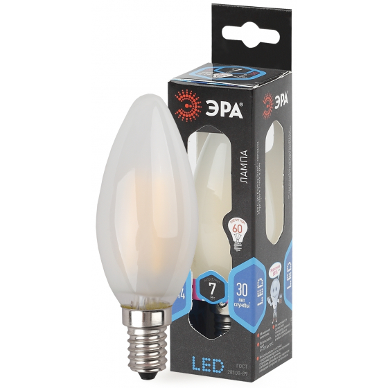 картинка Лампа LED  7 Вт E14 (560lm) 4000К матов. филамент. "свеча" ЭРА  !!! от магазина Электротехника
