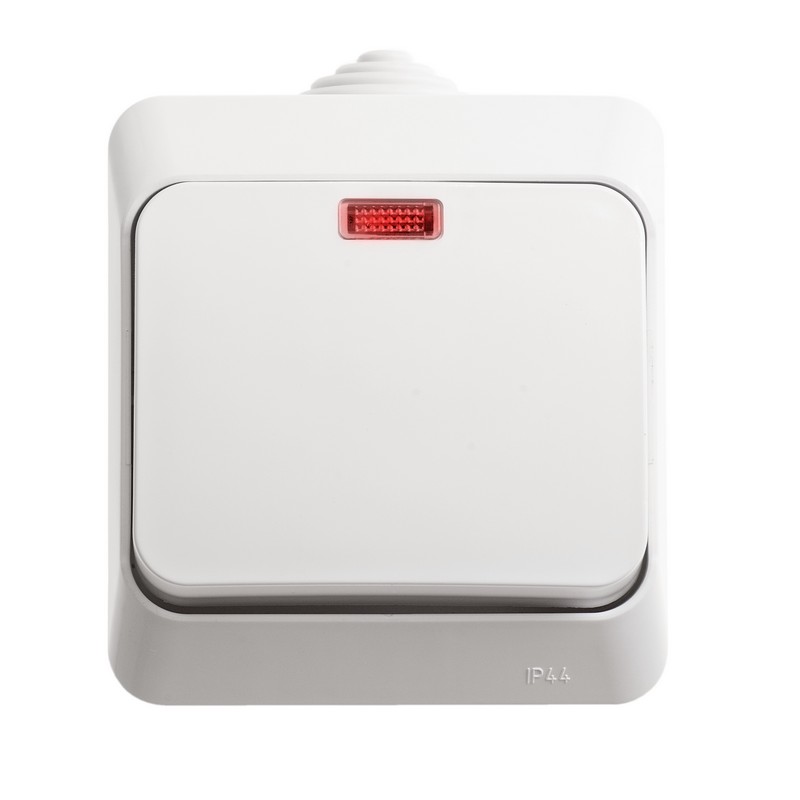 картинка Выключатель 1-кл. 10А ОУ IP44 белый с подсветкой ЭТЮД !!! от магазина Электротехника