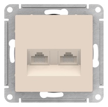 картинка Розетка 2-я RJ45 cat.5e СУ механизм бежевый  ATLAS DESIGN от магазина Электротехника