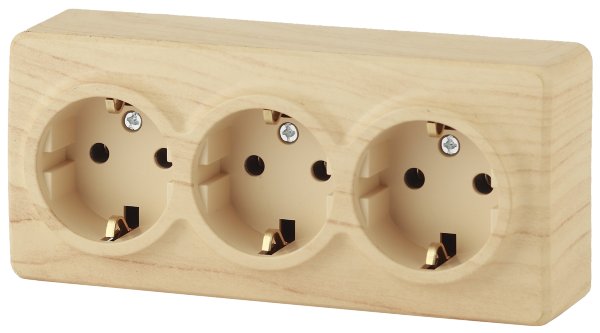 картинка Розетка 3-я 2P+E 16А-250В О/У сосна, Эксперт ЭРА от магазина Электротехника