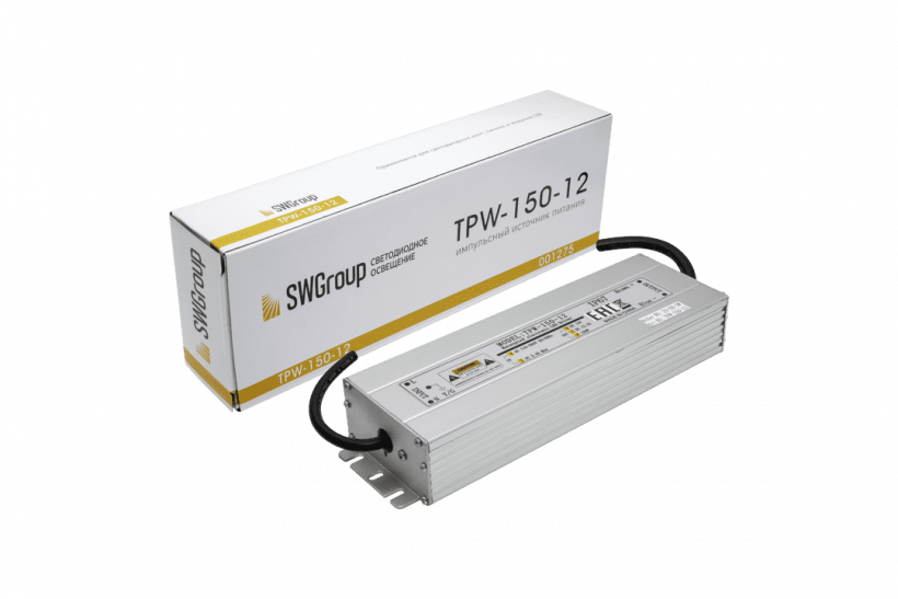 картинка Блок питания для свет. лент 150Вт 12V TPW-150-12 (влагозащитный) SWG от магазина Электротехника