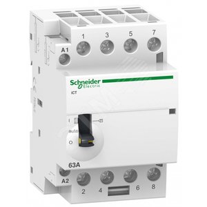 картинка Модульный контактор iCT 63A 4HO 220/240B AC с ручным управлением от магазина Электротехника