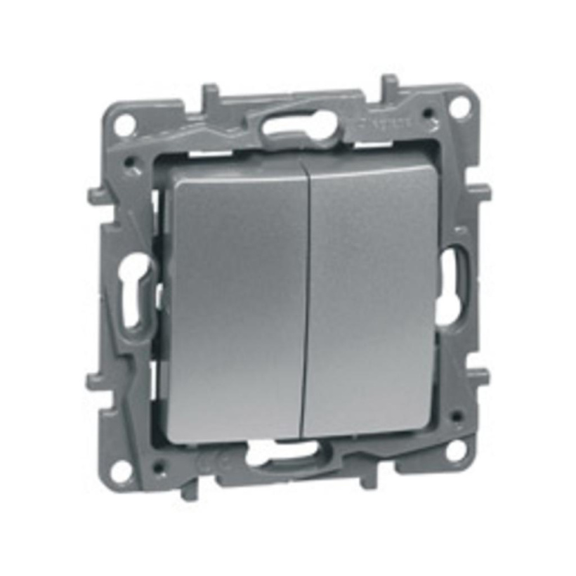 картинка Выключатель 2-кл. 10А СУ механизм алюминий Etika !!! от магазина Электротехника