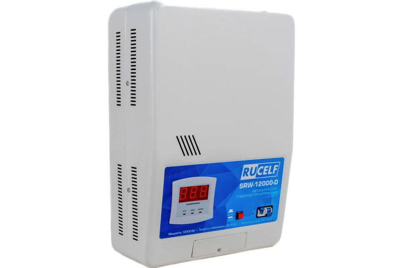 картинка Стабилизатор напряжения 1-фаз. релейный SRW-12000-D навесной RUCELF от магазина Электротехника