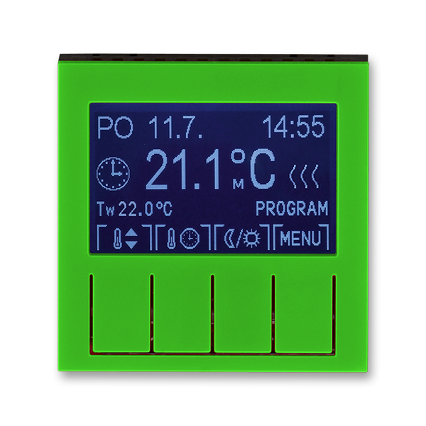 картинка Терморегулятор универсальный программируемый зелёный/дымчатый чёрный LEVIT от магазина Электротехника