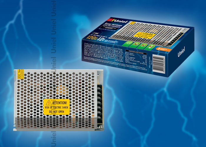 картинка Блок питания для свет. лент 120Вт 12V IP20 2 выхода Uniel от магазина Электротехника