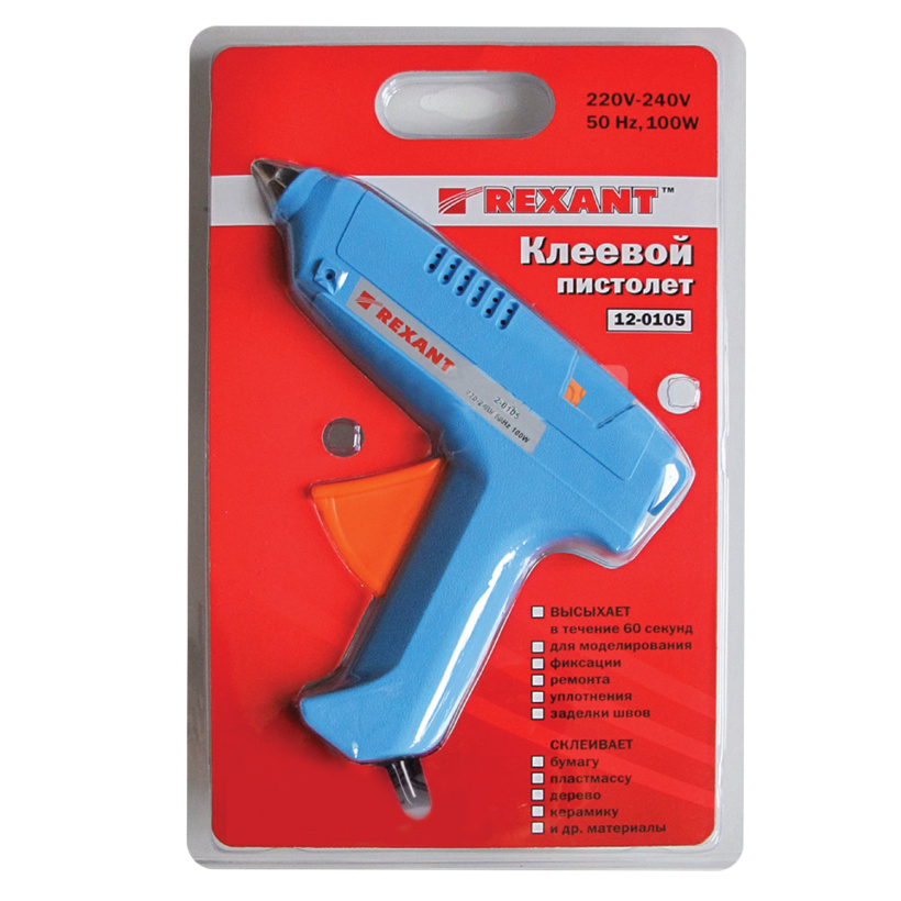 картинка Пистолет клеевой 100Вт большой в блистере REXANT от магазина Электротехника