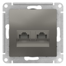 картинка Розетка 2-я RJ45 cat.5e СУ механизм сталь  ATLAS DESIGN от магазина Электротехника