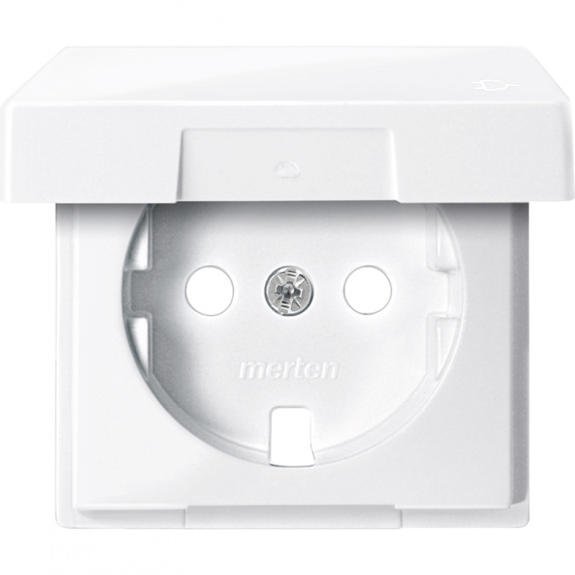 картинка Накладка розетки 1-ой 2P+E с крышкой активный белый M-Smart Merten от магазина Электротехника