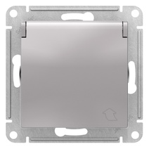 картинка Розетка 1-я 2P+E 16А СУ шторки, крышка механизм алюминий  ATLAS DESIGN !!! от магазина Электротехника