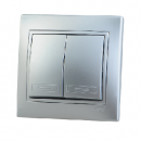 картинка Выключатель 2-кл.С/У, металлик серый Mira Lezard от магазина Электротехника