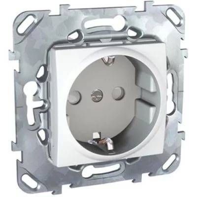картинка Розетка 1-я 2P+E 16А СУ шторки винтовой клеммы механизм белый Unica от магазина Электротехника