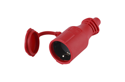 картинка Розетка 2P+Е 16А на кабель IP44 каучук красная ЭРА от магазина Электротехника