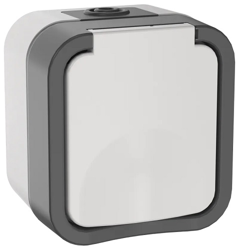 картинка Розетка 1-я 2Р+Е 16А с крышкой IP55 TS220 белый TORS IEK от магазина Электротехника