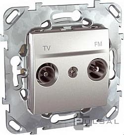 картинка Розетка TV 2-ная оконечная, радио(R)цвет - алюминий  UNICAtop от магазина Электротехника