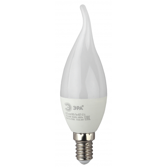 картинка Лампа LED  7Вт Е14 (600lm) 2700К матов. "свеча на ветру" ЭРА от магазина Электротехника
