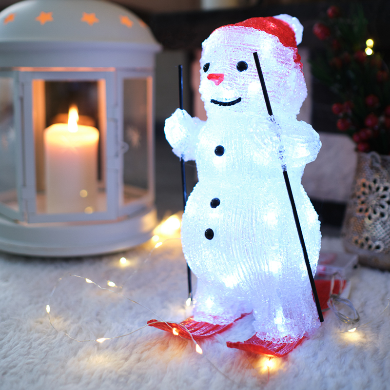 картинка Фигура LED акрил "Снеговик на лыжах" 16х20х29см 30диодов (батарейки не входят в комп) Neon-Night от магазина Электротехника