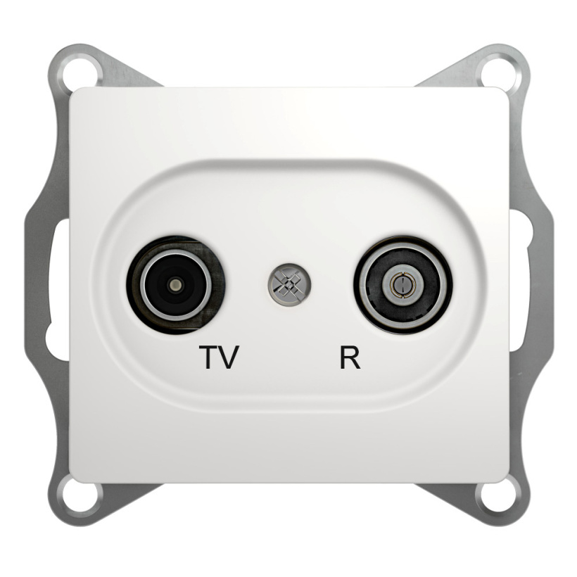 картинка Розетка 2-я TV+R СУ проходная 4dB механизм белый Glossa от магазина Электротехника