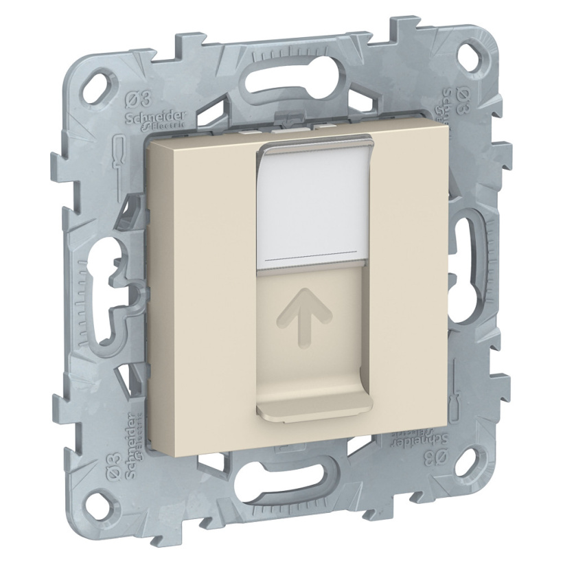 картинка Розетка 1-я RJ45 cat.6 UTP СУ механизм бежевый UNICA NEW от магазина Электротехника
