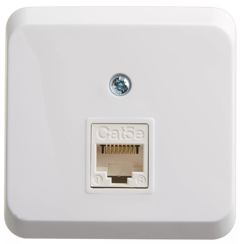 картинка Розетка 1-я RJ45 ОУ в сборе белый  ЭТЮД от магазина Электротехника