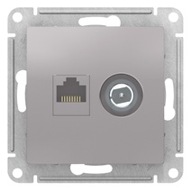 картинка Розетка 2-я TV+RJ45 cat.5e СУ механизм алюминий ATLAS DESIGN от магазина Электротехника