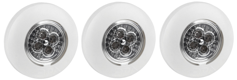 картинка Фонарь-пушлайт 4xLED самоклеящийся «Аврора» 3xAAA, белый, уп.=3шт. (20/120/480) ЭРА от магазина Электротехника