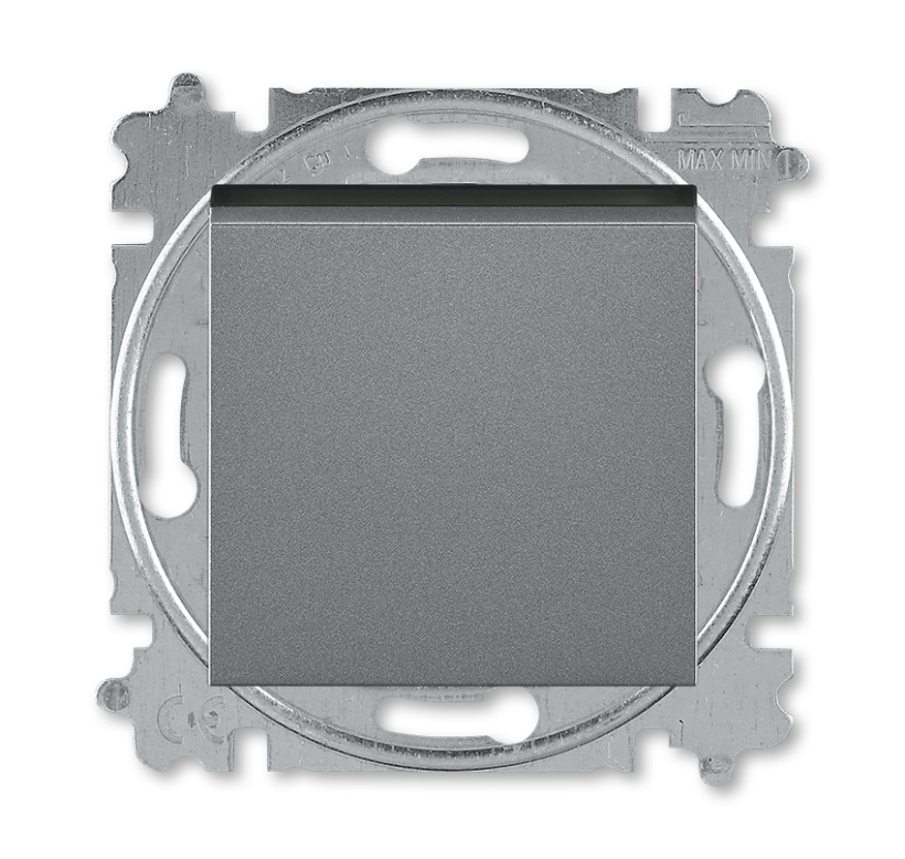 картинка Выключатель кнопочный 1-кл. сталь / дымчатый чёрный LEVIT от магазина Электротехника