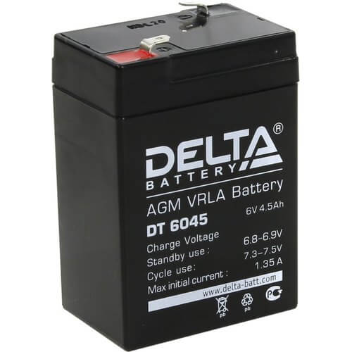 картинка Аккумулятор  6V 4,5Ah 70х47х107 Delta от магазина Электротехника