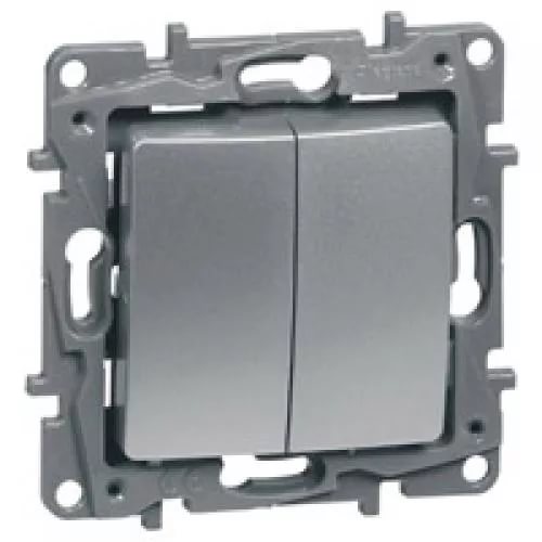 картинка Переключатель 2-кл. 10А СУ механизм алюминий Etika от магазина Электротехника