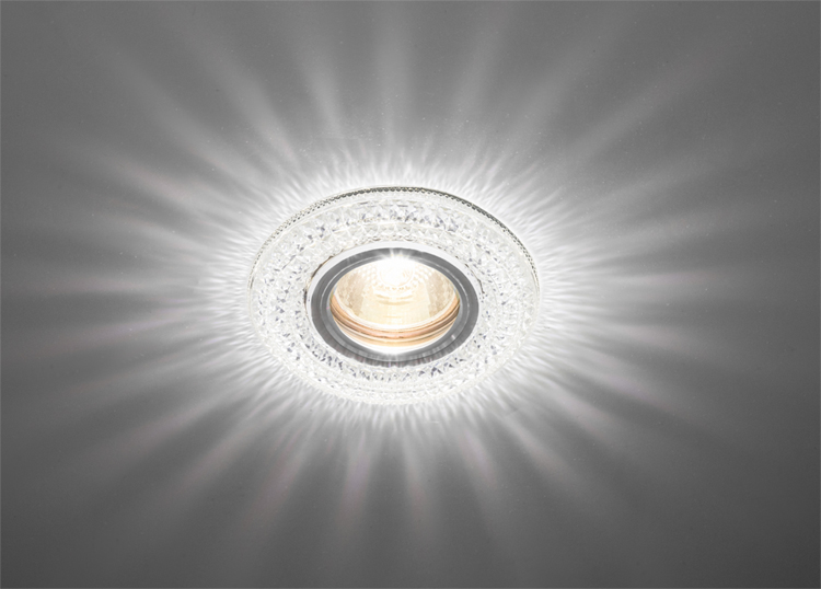 картинка Светильник MR-16 GU5.3 с диодн. подсветкой, огран. стекло, прозр. CRYSTAL LED 12 Max Light !!! от магазина Электротехника